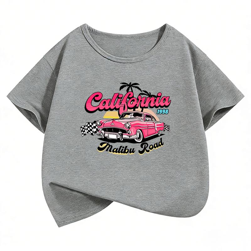 Vintage Car TShirt Printed T Shirt Girls Summer Funny Short Sleeve Tops TShirts Cute Boys Kids Clothing
