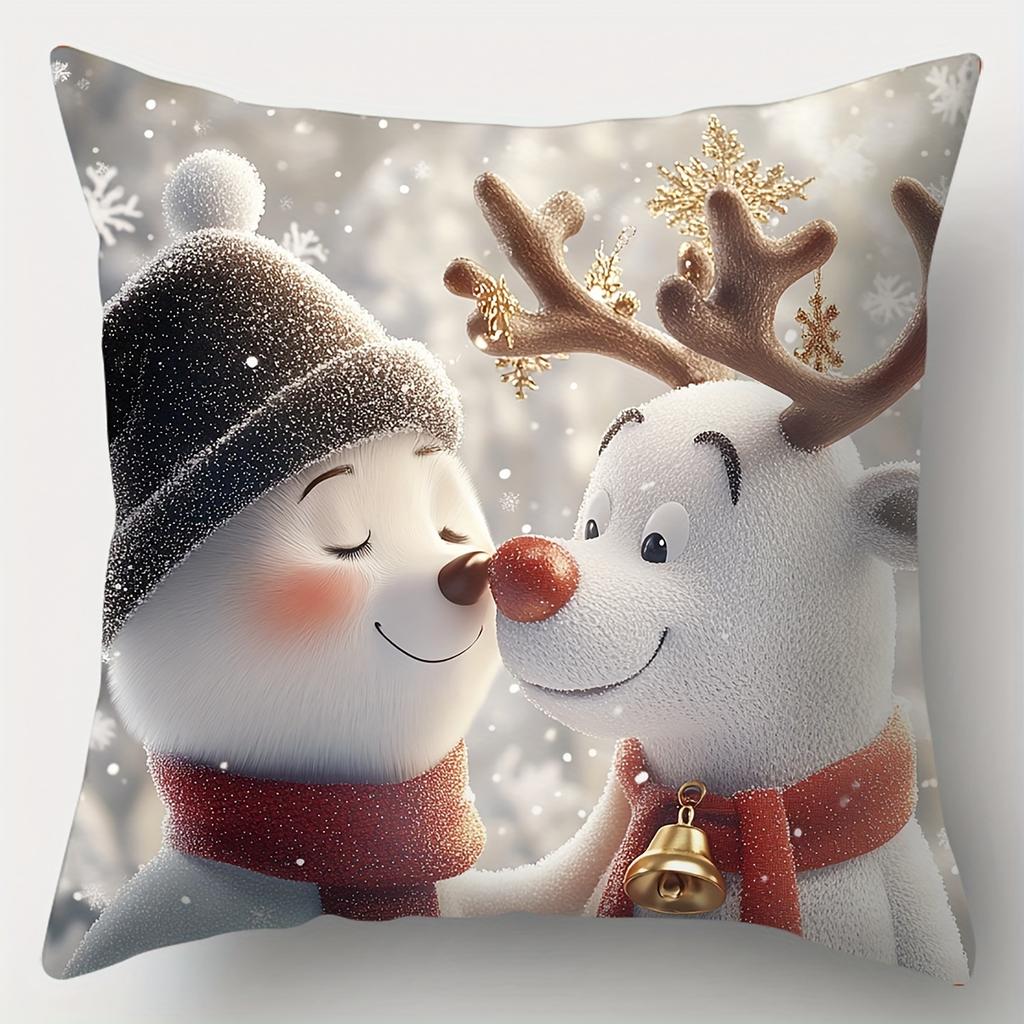 Christmas Cushions Santa Reindeer Snowman Dwarf Designs Polyester pillowcase, sofa decorative cushion cov Headboard Pillow