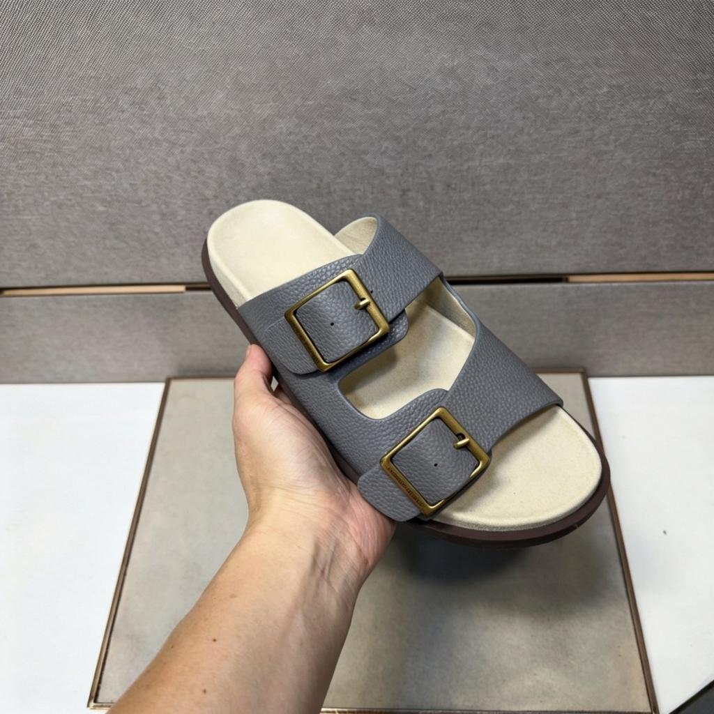 Regalos Navideños Chanclas de Playa Sandalias de Cuero Hechas a Mano Pantuflas de Moda Marca de Lujo Zapatos para Hombre Cuero con Grano de Lichi Suela Antideslizante