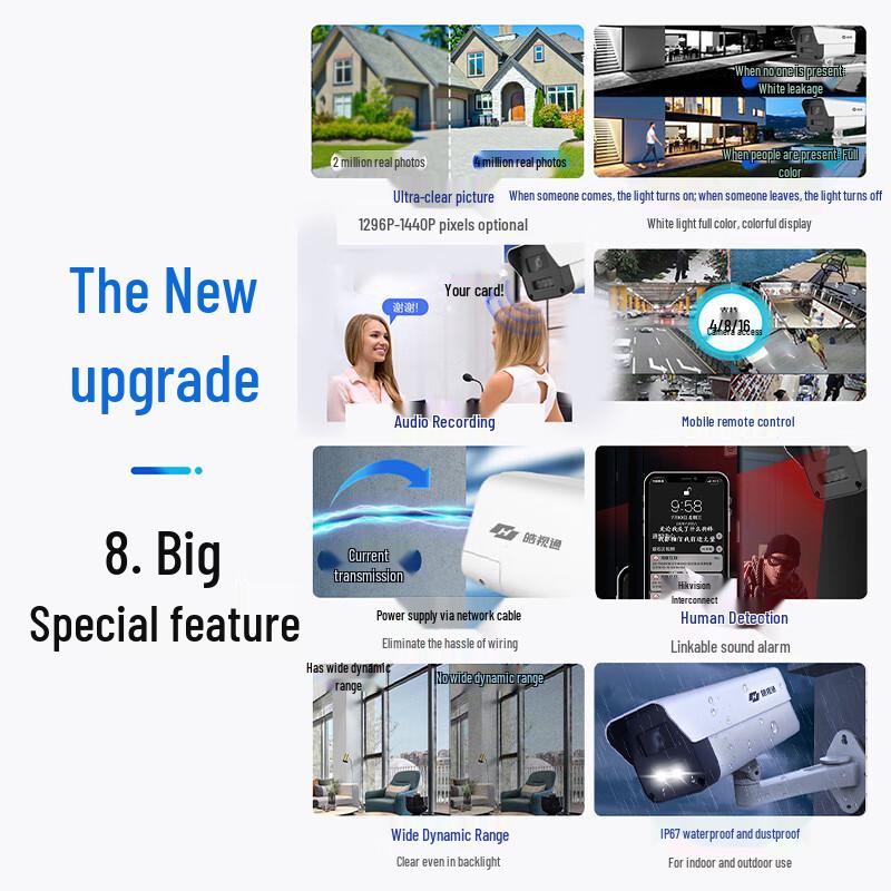 Hikvision Haoshitong 4MP PoE Full-Color Night Vision Security Camera System CN plug (adapter included)