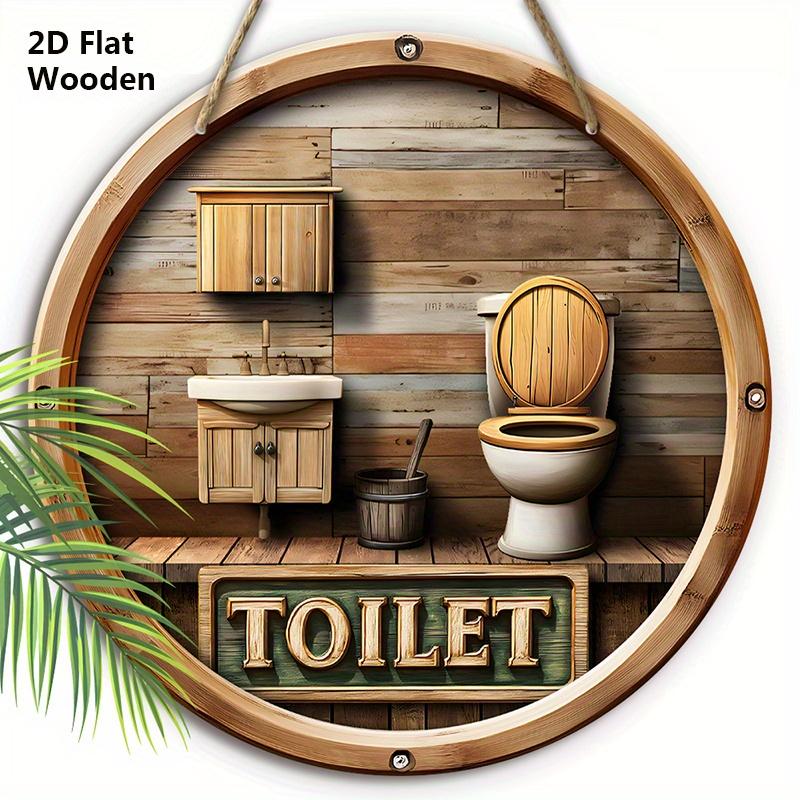 

Деревянная табличка в деревенском стиле для туалета - Декоративная подвесная табличка для двери ванной комнаты, настенный декор - Идеальное домашнее подвесное украшение 20cm/7.87in коричневый