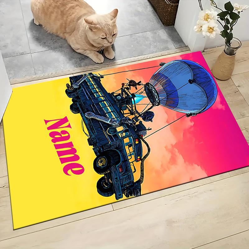 Custom Name Rainbow Fox Adventure Carpet Rug Customizable Soft Washable Anti-Slip Home Living Room Sofa Mats Personalized Rug. 0909161