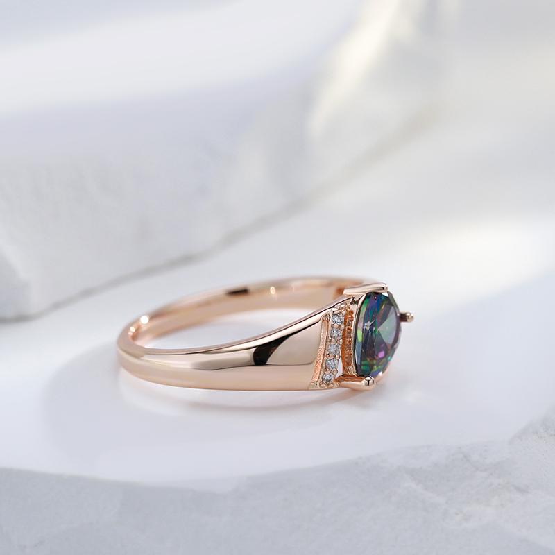 Drop Shape Colorful Zircon Smooth Geometric Rings Women Vintage Personality Jewelry