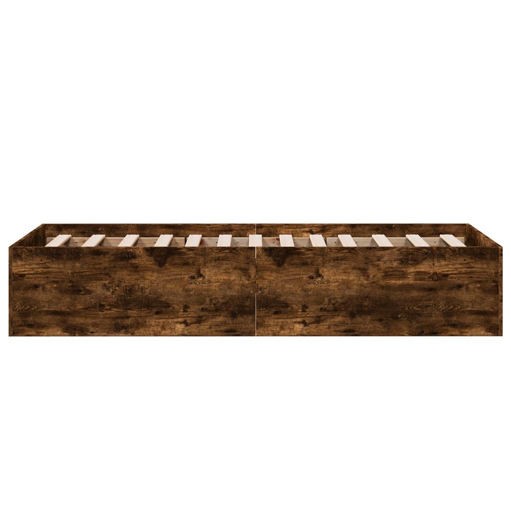 Floor Bed Frame Smoked Oak 80 x 200 cm Engineered Wood