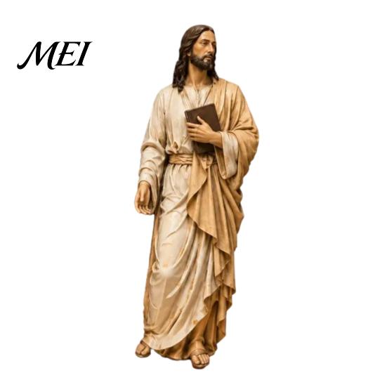Spiritual Gifts for Easter Christmas Jesus Reading Book Resin Figurine, Small Religious Statue Bookshelf Mantel Prayer Baptism Communion Believers