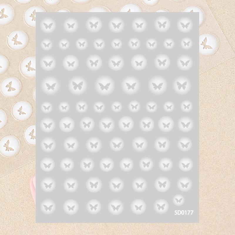 Smudged Semi-Transparent Hollow Butterfly Manicure Sticker, Love Star White Spray-Free Nude Nail Decorative Sticker