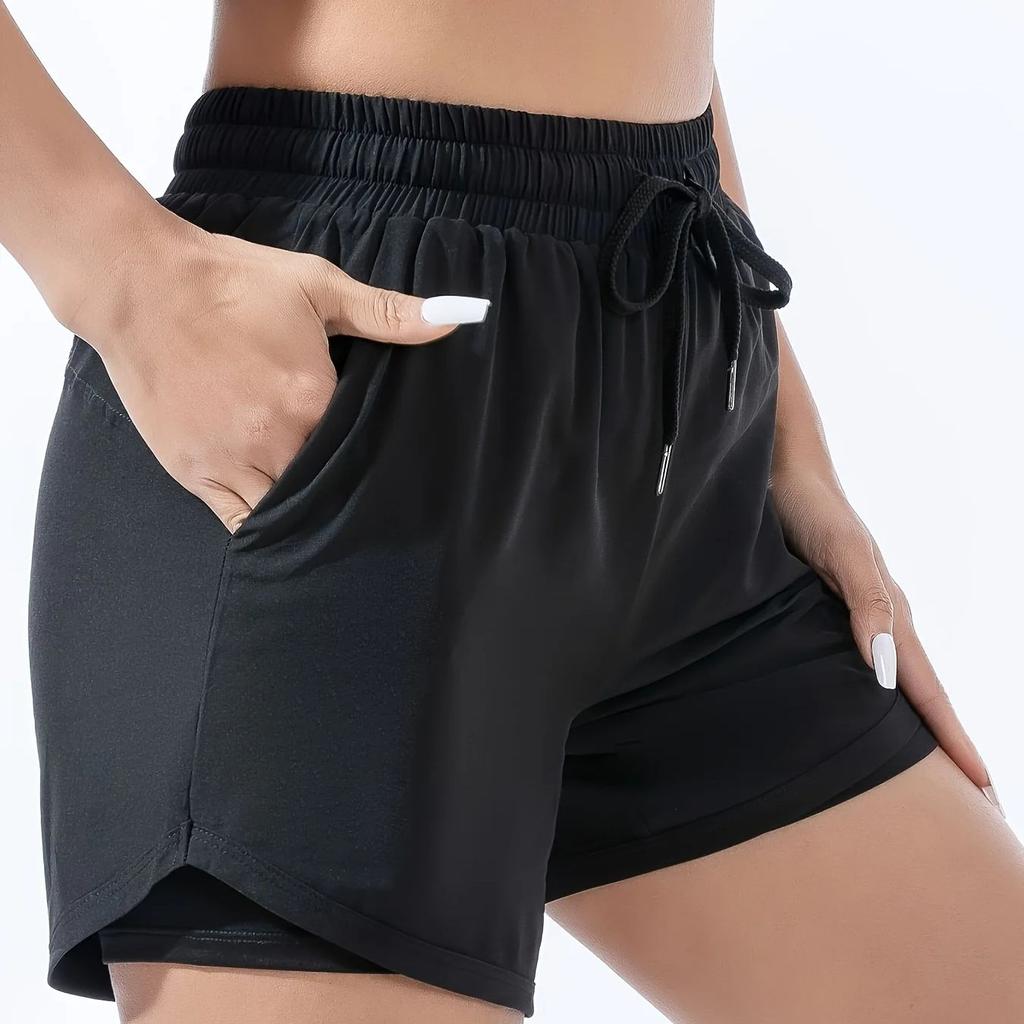 Women's Summer Quick Dry Sports Shorts High Waist Butt Lifting 2-in-1 Running Training Yoga Shorts