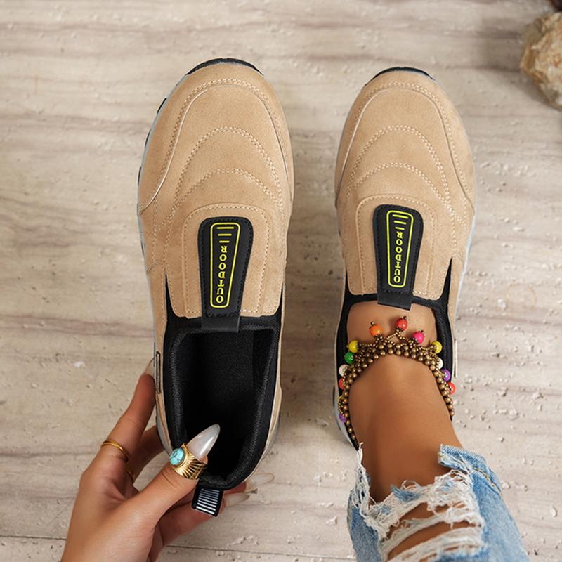 Fashion Comfortable Flat Heel Women's Sneakers 2025 Spring Solid Color Non-Slip Sports Shoes Women Slip-On Soft Sole Flats Plus Size 47