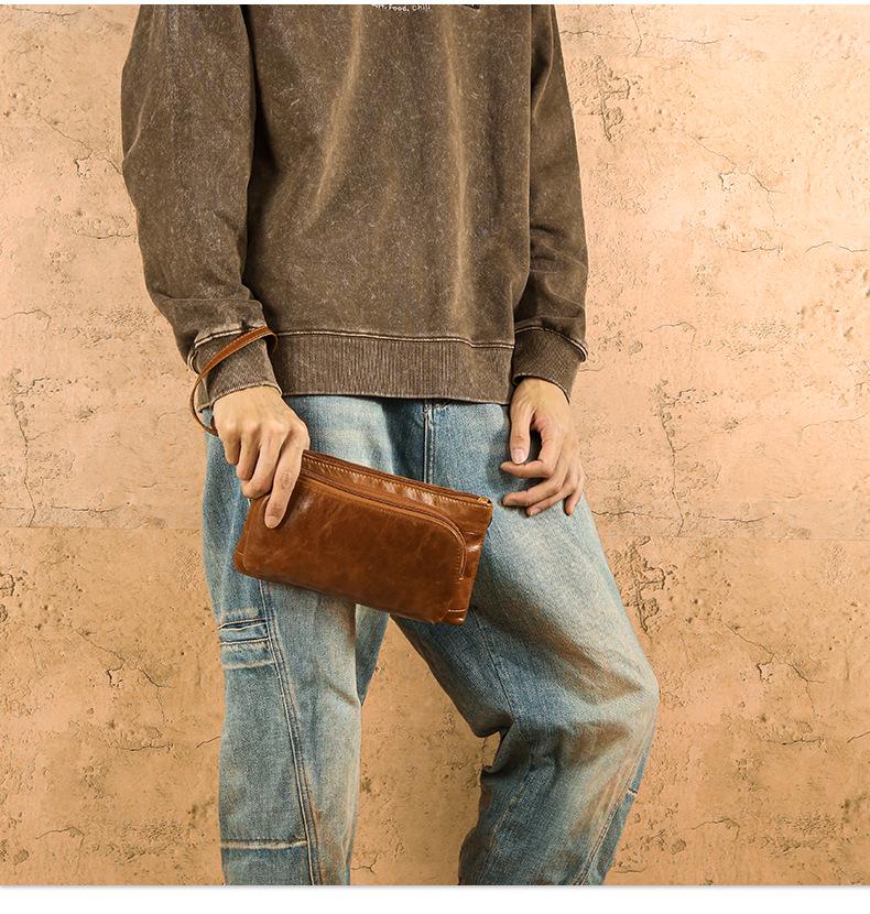 Men's Genuine Leather Vintage Shoulder Chest Bag - Casual High-End Messenger Bag