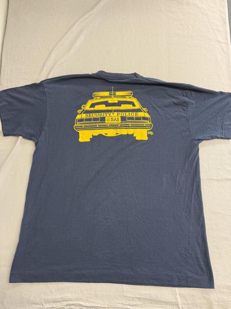 Vintage 80s Cop Car T-shirt NAS Meridian Security US Navy XL Unisex T-Shirt XXL