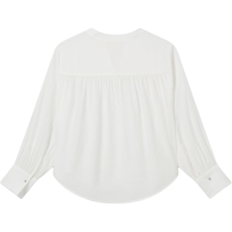 Levis Soft Comfortable Casual Solid Color Round Neck Long Sleeve Shirt Women Shirts White 003HP-0000