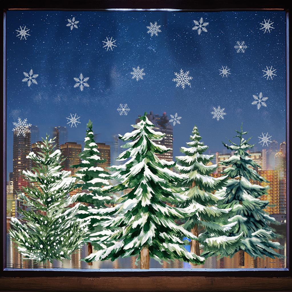 Winter Snowy Pine Forest Wall Sticker Removable Living Room Kids Room Home Decor