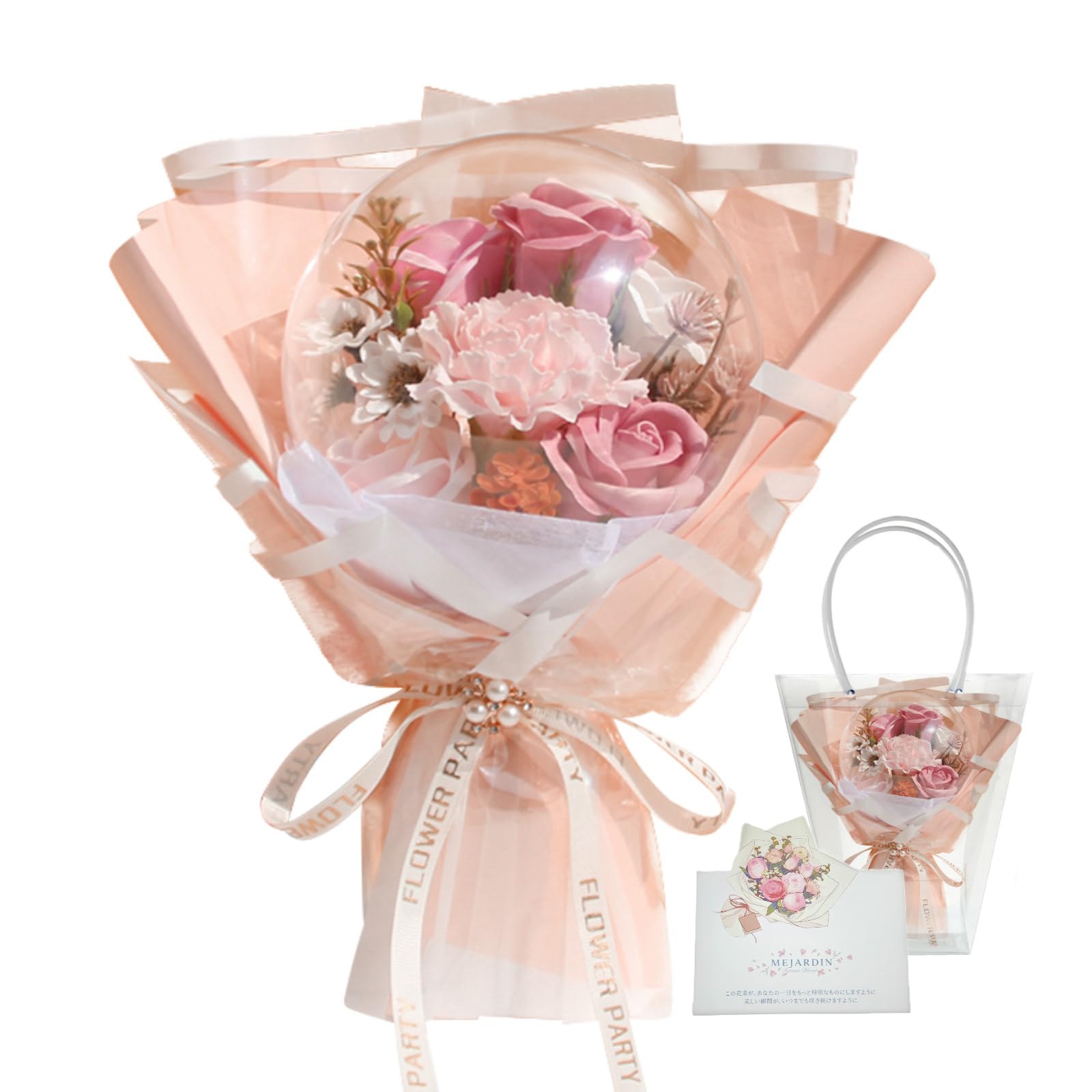 

CUAMORYU Букет из воздушных шаров Букет из мыльных цветов Розовый Искусственный цветок Букет цветов Роза Подарок на день рождения Женский подарок Популярный день Букет из роз розовый