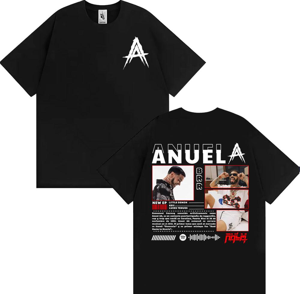 Rapper Anuel AA Rhlm 2 Album 2026 Tour Tshirts Men Women Fashion Hip Hop High Street T Shirt Cotton ONeck Short Sleeve Tshirt