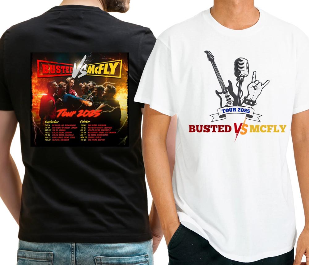 Team Busted 2025 Tour T-Shirt, Busted Vs McFly Concert Tee, Music Front Back LT Unisex T-Shirt M