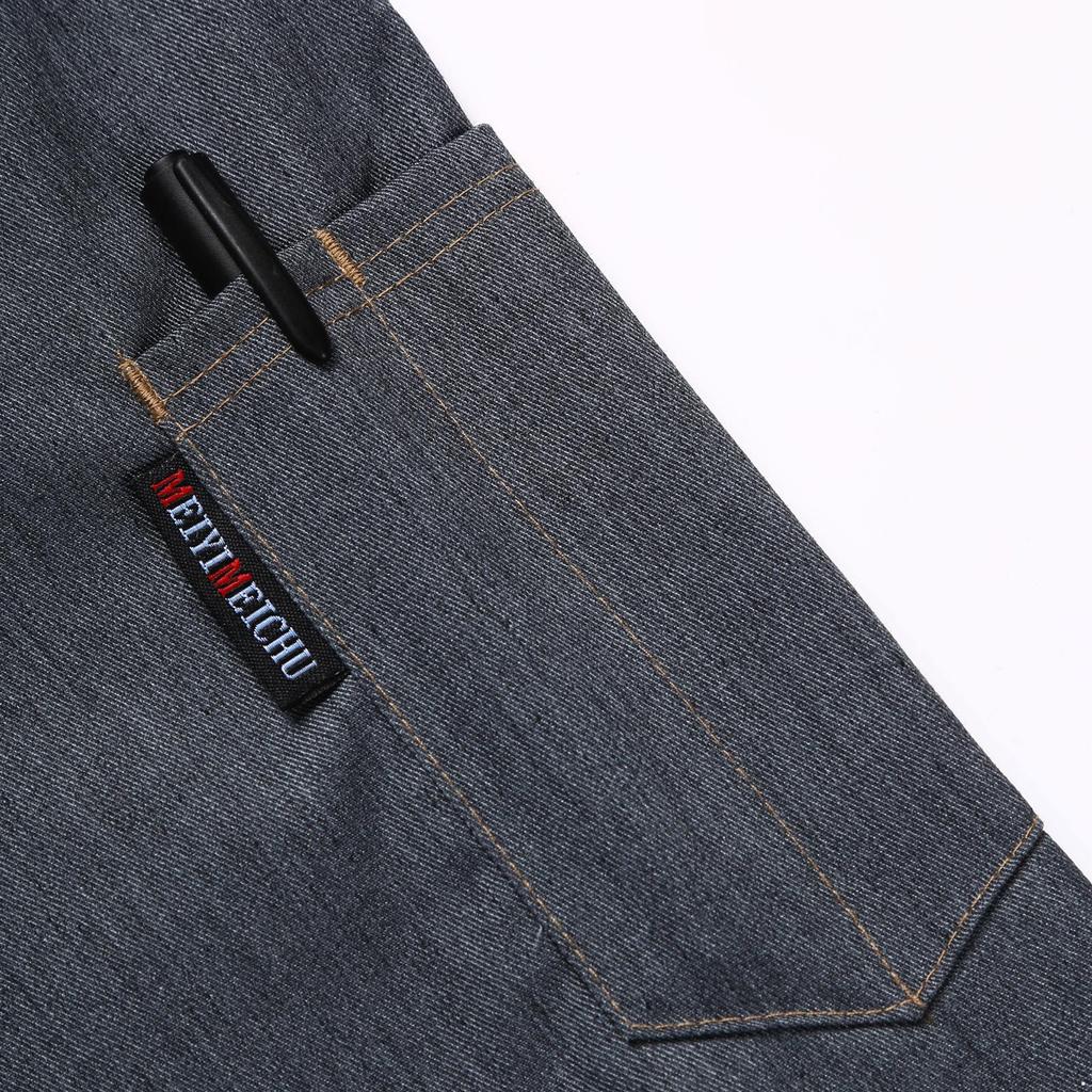 Uniforme de Personnel de Cuisine Unisexe Veste de Chef Manteau de Cuisinier Boulangerie Café Restaurant Vêtements de Travail Set Tablier