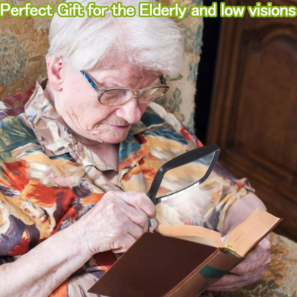 Magnifying Glass with Light Folding Handheld Magnifying Glass with 3x Magnification Rectangular Magnifying Glass with LED and Newspaper Reading To
