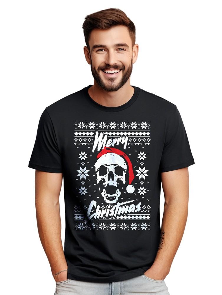 Skull Hat Xmas t-shirt - Funny and Festive! Unisex Printed Design, 100% Cotton.