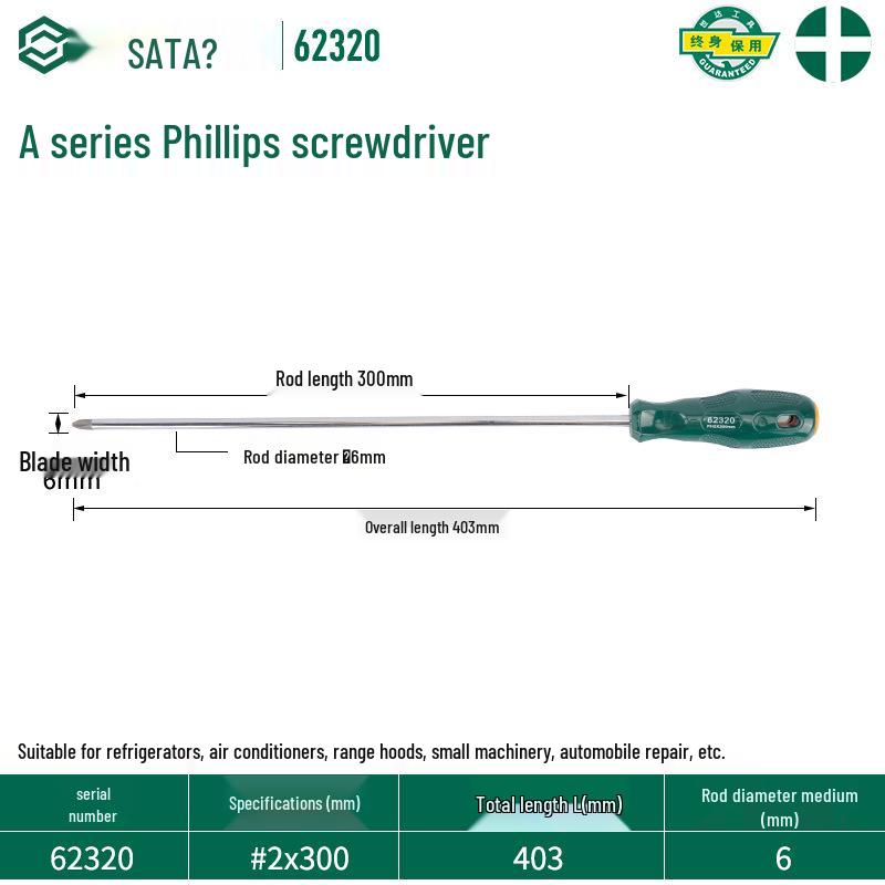 SATA 62303 Phillips Magnetic Screwdriver, 62304 Torx Screwdriver, A Series 62302