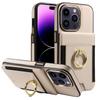 For iPhone 15 PU Leather+TPU Phone Case Card Slots RFID Blocking Kickstand Cover
