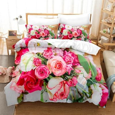 Pink Luxury Rose Bedding Set Duvet Cover High-grade Comforter Bedding Sets Bed Cover Set Flower QueenKing Size Duvet Cover Set