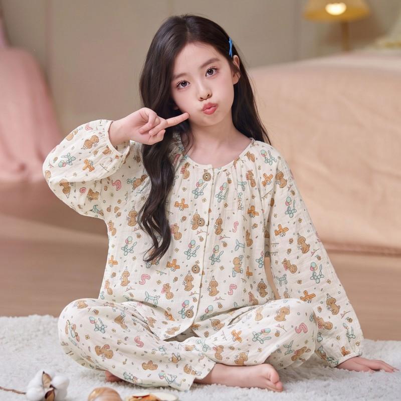 Girls Pajama Set Long Sleeve Cloud Cotton Cartoon Print Sleepwear Ages 8 Kids Home Wear