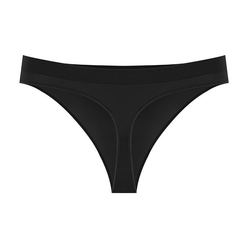 

Европейские и американские бесшовные спортивные стринги - сексуальные однотонные трусы с низкой талией One size (F) чёрный