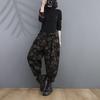 Women's Spring Printed Denim Jeans Loose Plus Size Harem Pants Versatile Slimming Long Pants Trendy