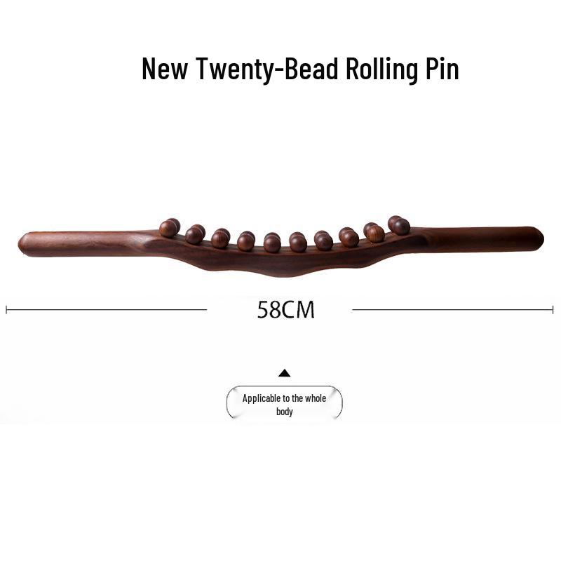 Beech Wood Rolling Pin Massager for Whole Body Gua Sha Therapy and Meridian Massage with Eight and Ten Beads