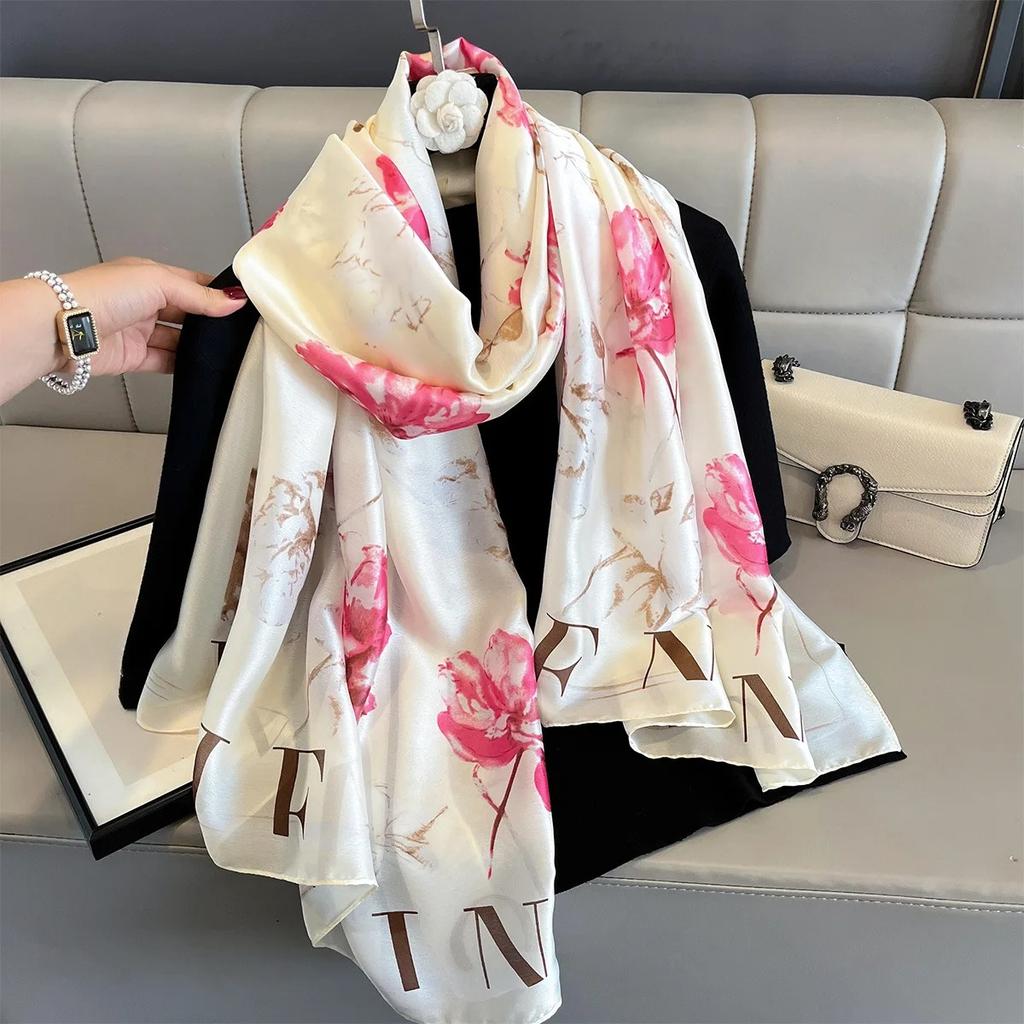 Luxury Brand Women Summer Length Scarf Floral Print Shawls Wraps Soft Female Muffler Hijab For Beach Travel
