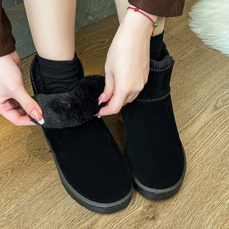 Large Size Snow Boots Women's Winter New Piled Thickened Cotton Boots Women's Warm Short Tube Bread Cotton Shoes
