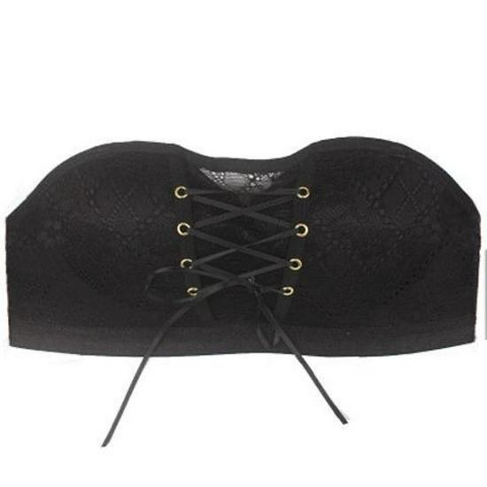 Viya Lace-Up Criss-Cross Wireless Bra - Non-Slip Strapless Invisible Bandeau
