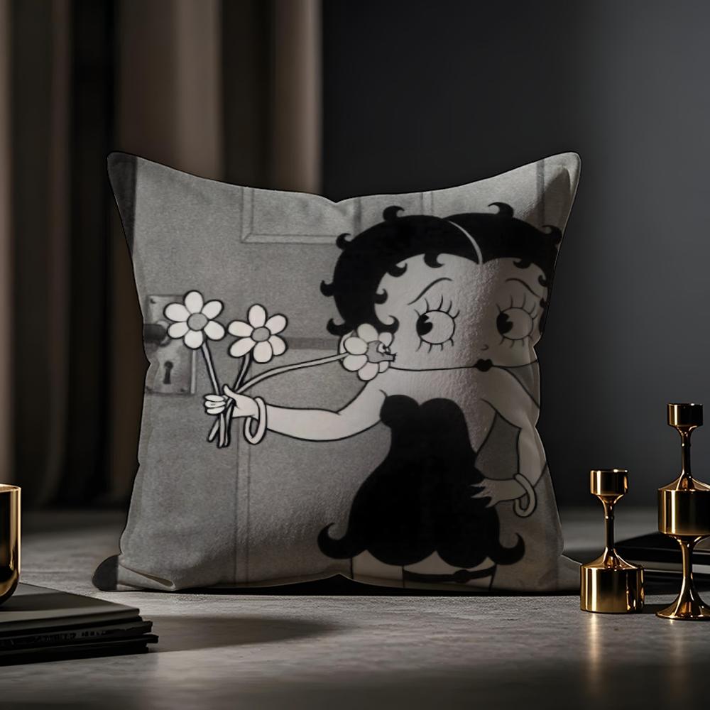 

Наволочка Betty Boop от пылевых клещей Наволочка на подушку Невидимая молния Шелковистый короткий плюш Чехол на диванную подушку 30cmx30cm