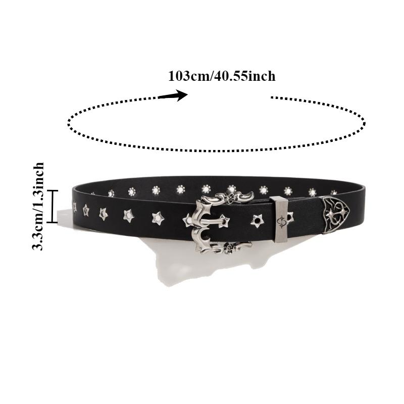 Cintura in Pelle alla Moda con Borchie a Stella Uniche per Giovani Adulti Versatile di Alta Gamma Punk- Chiusura a Spilla Cintura Casual da Donna