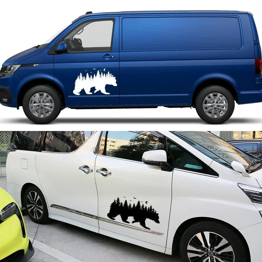 Bear Nature Forest RV Vinyl Decal Car Body Sticker Motorhome Caravan Van Camper Personalized Auto Decoration Decal Accessories