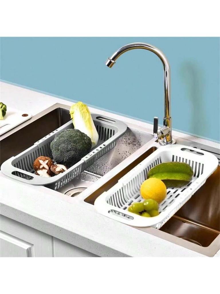 1 PC Retractable Kitchen Sink Drainage Basket, Adjustable Sink Drain Spoon, Filter Basket Above Sink, Vegetable and Fruit