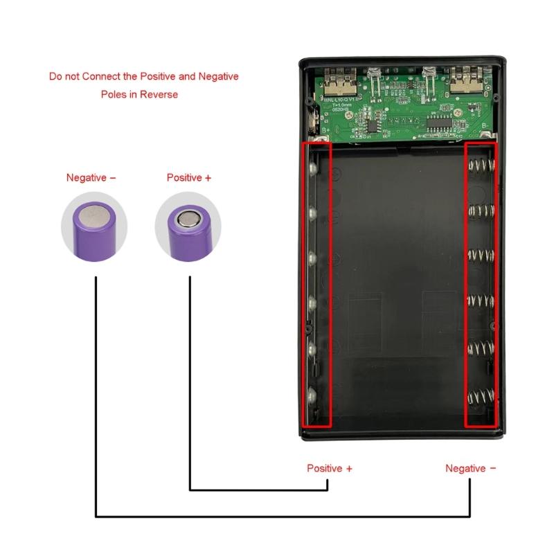 DIY 6x18650 Battery Case Charger Outer Plastic shells Power Bank Shells Portable External Boxes without Batteries