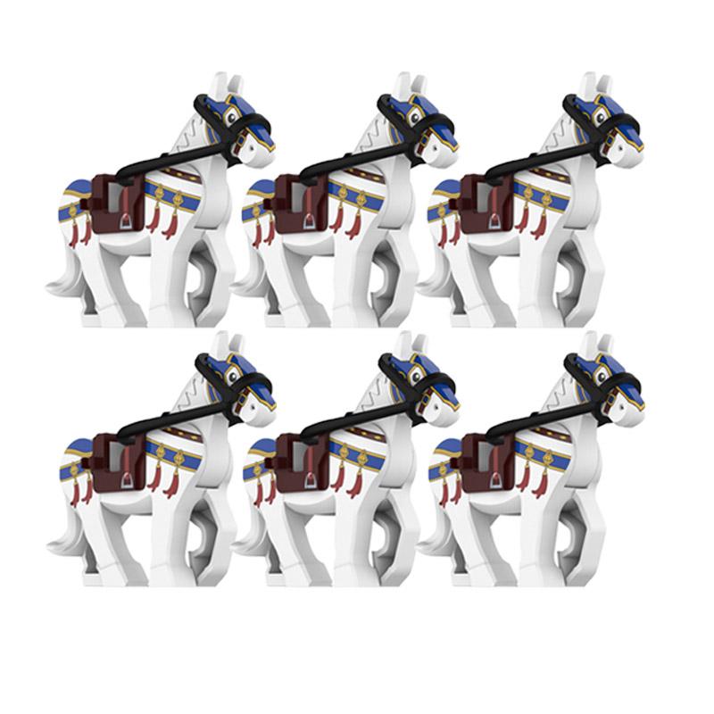 Medieval Military Building Blocks Cavalry Army Horse Animal Elephant Camel Wolf Crocodile Brick Toy Accessories S003
