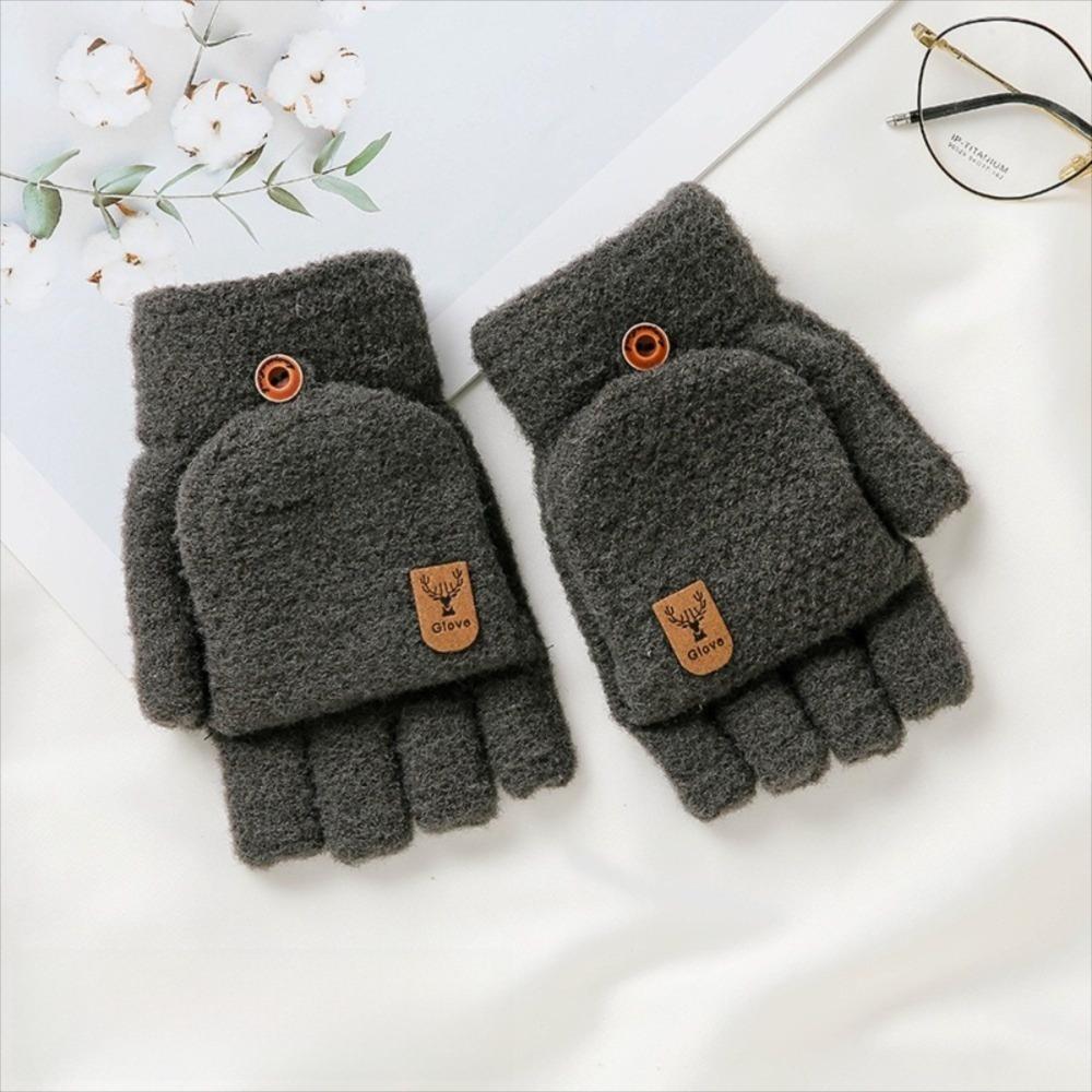Warm Half Finger Mittens Windproof Thermal Gloves Fashion Writing Mittens for Men