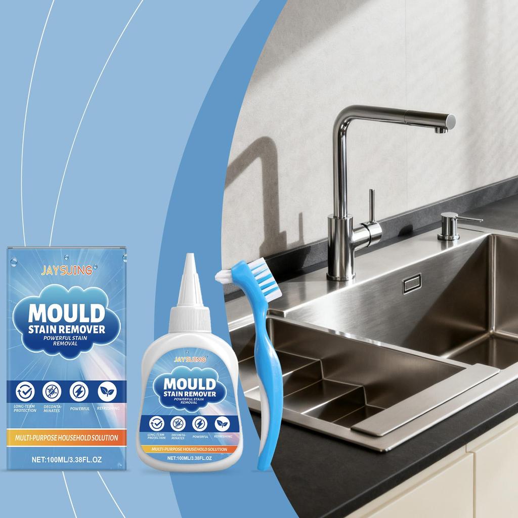 Jaysuing household stain removal gel (+brush) Home Kitchen Stain  Household Cleaning Gel multi-purpose foam detergent grime concentrate cleaner