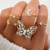 Light Luxury Style Personalized Diamond Butterfly Moon ring5A Set of Versatile, Vintage-style Metal Open Rings