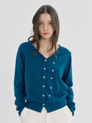 Oafish Unbalance Two-Way Button Cardigan, Blue