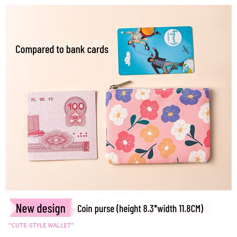 Kompakte Geldbörse aus floralem Canvas - Reißverschluss-Münzfach & Kartenhalter