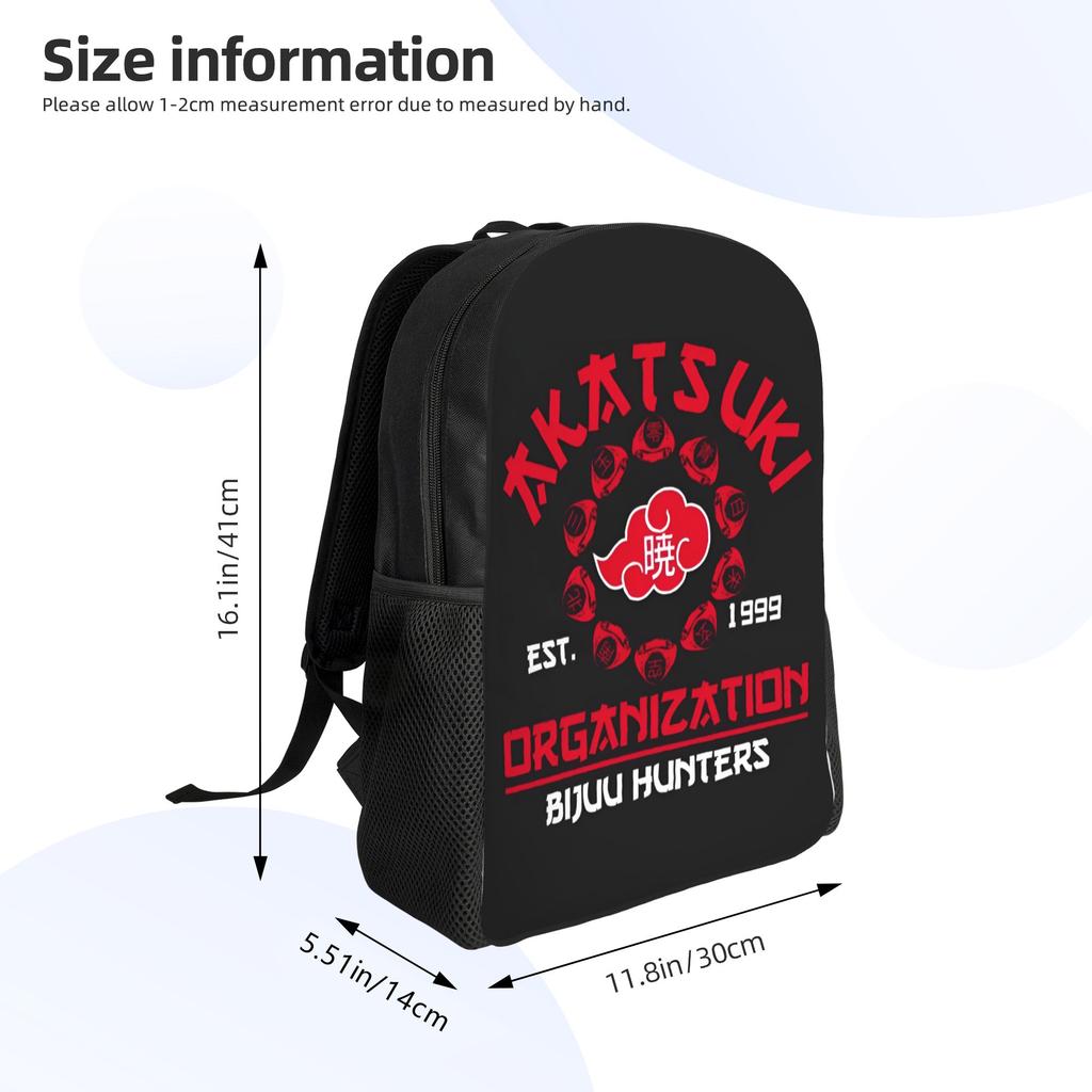 Personalisierter N-Naruto Akatsuki Rucksack Damen Herren Grundlegender Schulrucksack für Schule College Anime Taschen