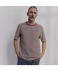 NOTIG 100% Cotton Striped Pocket Round Short Sleeve T-Shirt Orange