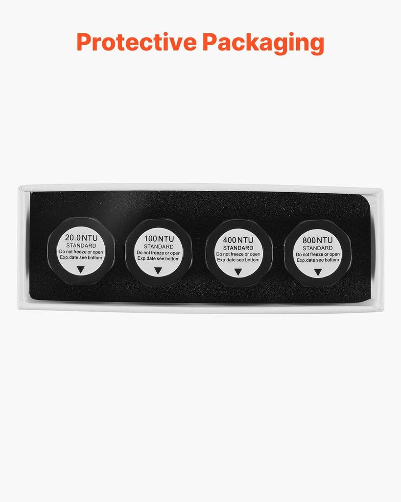 Trübungskalibrierlösungskit, 20/100/400/800 NTU, jeweils 20 ml, 4 Stück Nachfüllung Standard-Trübungslösung für TN1000 Trübungsmesser, Stoßfest