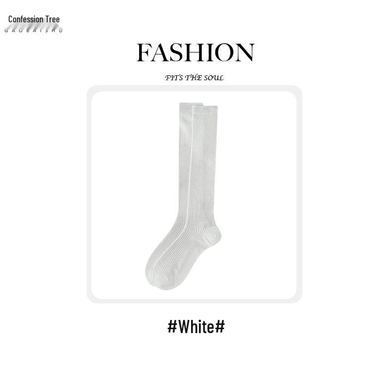 Chaussettes Mi-Mollet Fines de Couleur Unie pour Femmes - Polyvalentes, Amincissantes et Élégantes pour le Printemps et l'Été