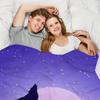 1pc Wolf and Moon Digital Printed Design Blanket - All-Season Soft Flannel Throw with Cozy Polyester Fabric, Contemporary Geomet