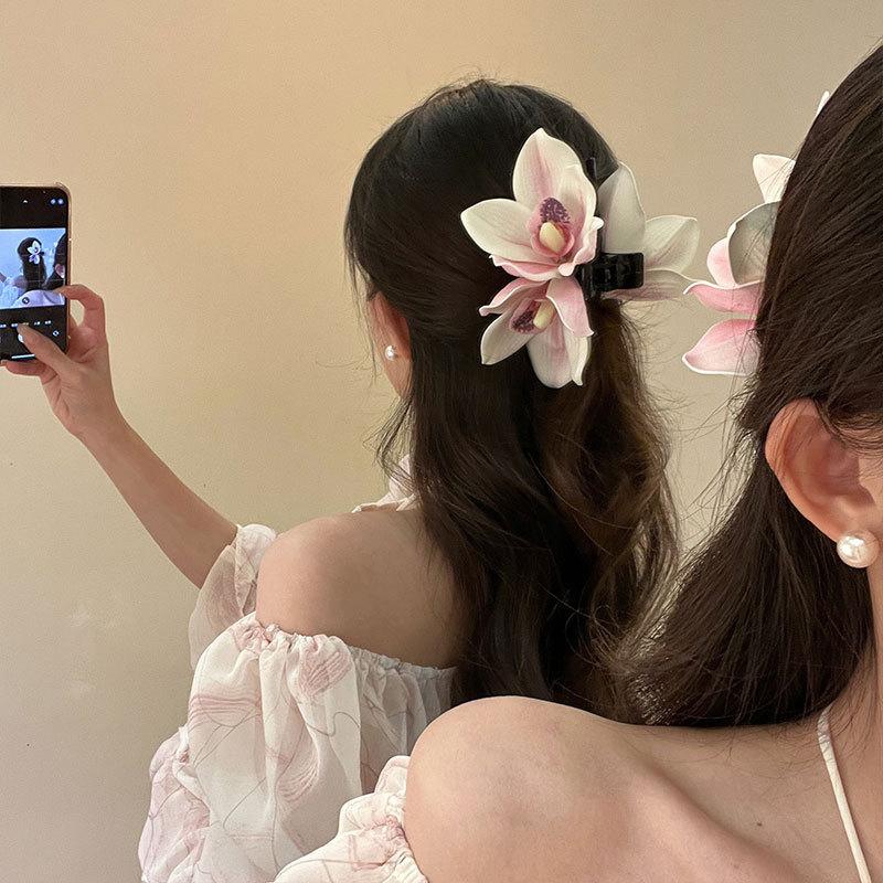 Simulated Flower Hairpin For Women Girls Seaside Holiday Hair Claw Temperament Shark Clip Exquisite Hair Accessories Gifts