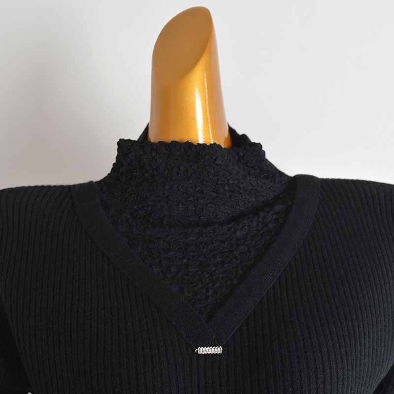 Fall and Winter New Arrival Pure Color Lace Patchwork Half Turtleneck Pullover Sweater Knitwear Women's Clothing Loose Short Bottoming Shirt